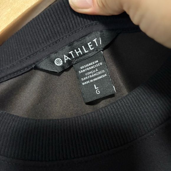 Athleta Retroplush Black Velvet Side Snap Pullover Fleece Crewneck Sweatshirt - Picture 6 of 9